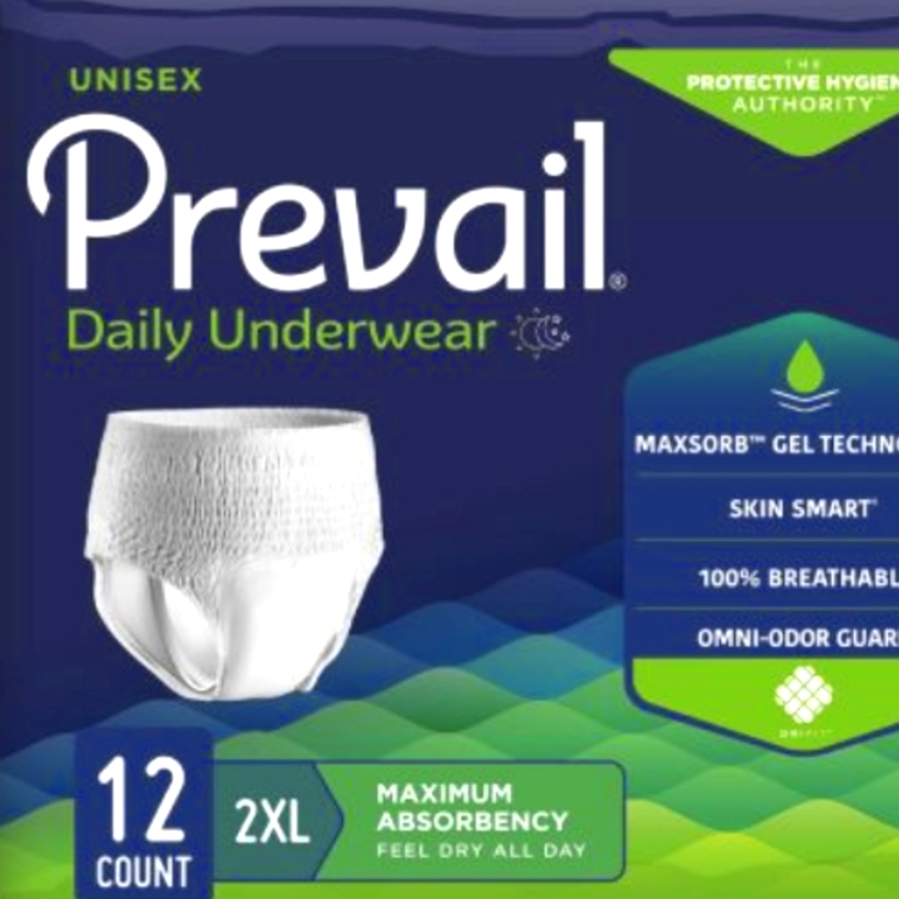 Case (4 Packs of 12 count pack) Prevail Extra Underwear
